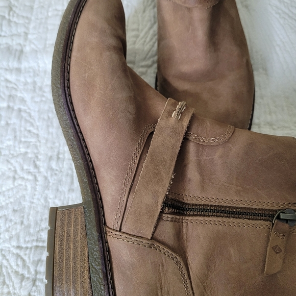 Sperry Seaport Storm Bootie Sz 7.5 Leather Ankle Boots Brown Zip Buckle Casual - Picture 8 of 10